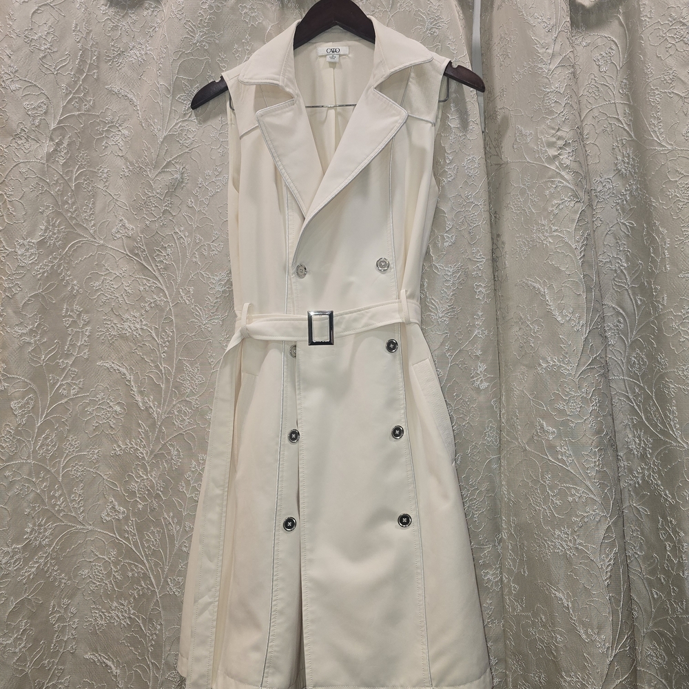 Cato White Sleeveless Belted Dress